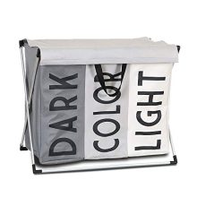HOSROOME 3 Sections Large Laundry Baskets Hampers Sorter with Lid Triple Hampers for Laundry Bathroom Bedroom Home College Use,Grey