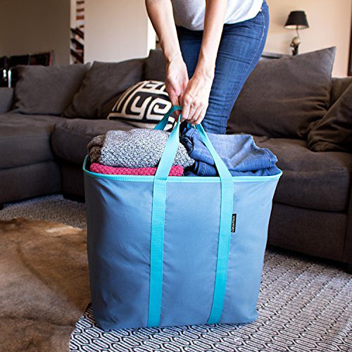 CleverMade Collapsible Laundry Tote, Large Foldable Clothes Hamper Bag