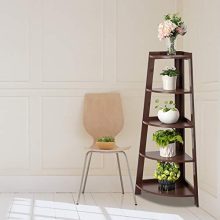 Binrrio Corner Shelf, Industrial Style Corner Storage Rack Plant Stand Wood