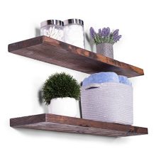 DAKODA LOVE 36" x 8" Rugged Distressed Solid Wood Floating Shelves