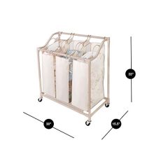Smart Design Deluxe Mesh Pop-Up 3-Compartment Laundry Sorter