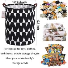 Extra Large Canvas Laundry Hamper Collapsible Storage Bin with Waves Design