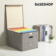 Collapsible File Box with Lid [2-Pack] Decorative Documents Storage Organizer