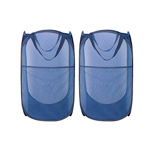 HOMEIDEAS Pack of 2 Pop Up Mesh Laundry Hamper Portable & Collapsible Popup