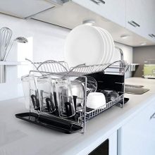 Dish Drying Rack, MNOPQ Non Rusting 2 Tier Large Capacity Dish Drainer Rack