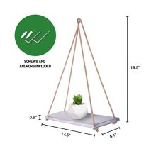 ASLINY [Set of 2 Distressed Wood Hanging Swing Rope Floating Shelves
