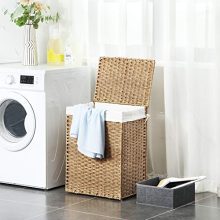 SONGMICS Handwoven Laundry Hamper, Synthetic Rattan Laundry Basket