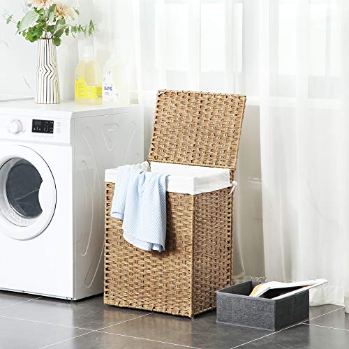 SONGMICS Handwoven Laundry Hamper, Synthetic Rattan Laundry Basket