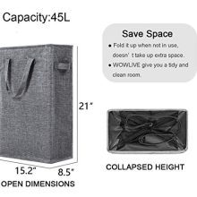 WOWLIVE 45L Slim Thin Laundry Hamper Small Laundry Basket