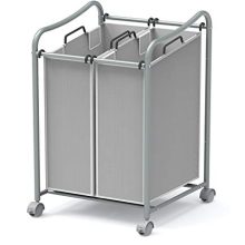 Simple Houseware 2-Bag Heavy Duty Rolling Laundry Sorter Cart