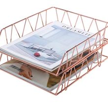PAG Set of 2 Office Supplies Metal Stackable File Document Letter Tray Organizer