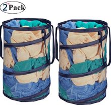 DurReus 2 Pack Foldable Pop-Up Laundry Hampers with Zipper Lid Large Collapsible Laundry Mesh Basket with Handles for Dirty Clothes,Baby Toys