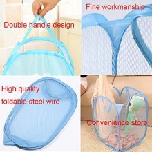 Wecando Foldable Pop-Up Mesh Laundry Hamper with Side Pocket Clothes Laundry