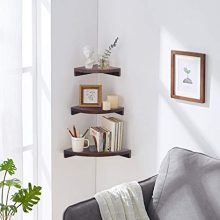 OROPY 3 Tier Radial Corner Shelves for Wall, Solid Wood Floating Corner Storage