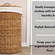 BirdRock Home Seagrass Laundry Hamper – Handwoven Round Hamper with Lid & Liner for Stylish Laundry Storage