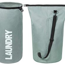 ZERO JET LAG Extra Large Laundry Hamper Collapsible Laundry Basket Tall Clothes Hamper Bag Waterproof Standing Laundry Bin Heavy Duty Laundry Liners (Green Grey)