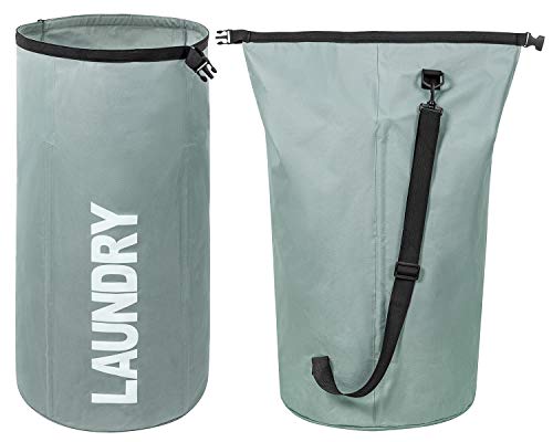 ZERO JET LAG Extra Large Laundry Hamper Collapsible Laundry Basket Tall Clothes Hamper Bag Waterproof Standing Laundry Bin Heavy Duty Laundry Liners (Green Grey)
