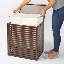 mDesign Bamboo Laundry Hamper Basket with Removable Fabric Liner