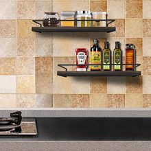 Minggoo Floating Shelves Wall Mounted Set of 2, Rustic Wood Wall Storage Shelves for Bedroom,Living Room,Bathroom, Kitchen