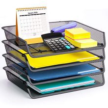 4 Pack - Simple Trending Stackable Office Desk Supplies Organizer