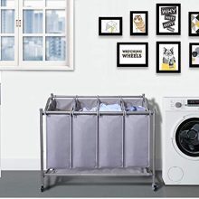 Ollieroo Laundry Sorter Cart 4-Bag Classics Rolling Laundry Hamper, Sturdy Frame