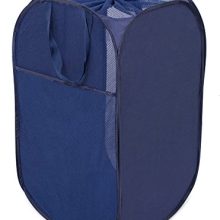 Internet's Best Square Pop Up Laundry Hamper - Collapsible Laundry Bag with Mesh Drawstring Lid - Carry Handles - Dirty Laundry Sorter Basket - Blue