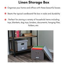 Internet's Best Collapsible File Storage Organizer with Lid - Decorative Linen Filing