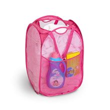 Smart Design Deluxe Mesh Pop Up Square Laundry Hamper w/ Side Pocket