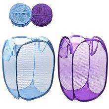 Wecando Foldable Pop-Up Mesh Laundry Hamper with Side Pocket Clothes Laundry