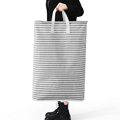 Vieshful Laundry Hamper, 72L Freestanding Laundry Basket with Long Handles to Storage Clothes Toys, Large Foldable Clothes Basket, Grey