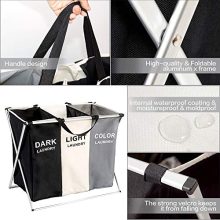 FUNFLOWERS Laundry Hamper Basket Sorter with Handle and Aluminum Frame