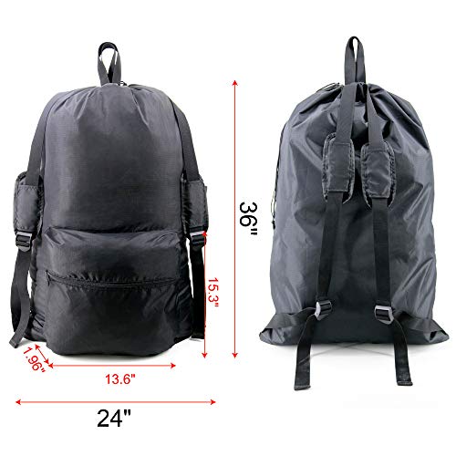 BeeGreen Laundry Bag Backpack XLarge 24"x36" with Zipper Pocket Heavy Duty