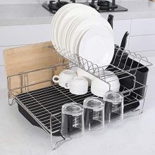 ADDMIRRE Sturdy 2 Tier Large Capacity Stainless Steel Dish Drying Rack
