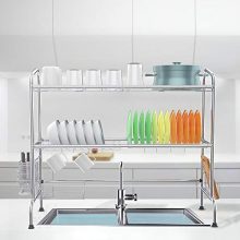 Over Sink Dish Drying Rack, iBesi 2-Tier Stainless Steel Stable Dish Drainer