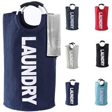 Laundry Basket - 1 Pack 82L Large Fabric Laundry Hamper Bag (6 Variations) - Collapsible, Portable, Foldable Clothes Bag Organization, Waterproof, Durable Handles For Bathroom, Kids Room (Dark Blue)