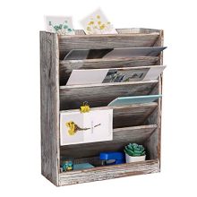Superbpag Wood Wall Mounted File Holder Organizer Literature Rack