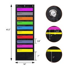 Hanging File Folders Organizer, 10 Pockets, 3 Hangers Cascading Wall Organizer