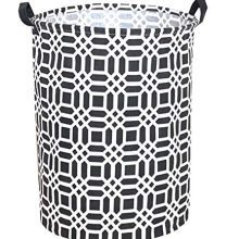 Sanjiaofen 19.7" Large Laundry Hamper Bucket Waterproof Coating Storage Bin Collapsible Washing Basket Home Nursery Toy Organizer,Canvas Storage Basket with Stylish Design(Black)