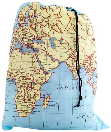Kikkerland Travel-Size Laundry Bag, World Map