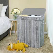SONGMICS 100L Bamboo Laundry Hamper – Foldable, Flip-Top Basket with Removable Liner for Easy, Stylish Storage