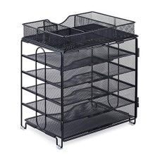 KEEGH 5 Trays Desk Document File Tray Organizer with Supplies Sliding Drawer