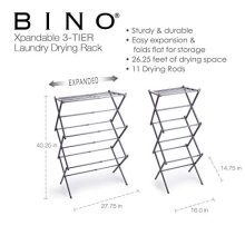 BINO 3-Tier Expandable Collapsing Foldable Laundry Drying Rack