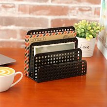 3 Slot Perforated Metal Mesh Mail Sorter Rack, Desktop Letter and Document
