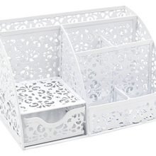 EasyPAG Office Metal Desk Organizer 6 Compartments + Drawer Mixed Pattern