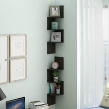 FURINNO Rossi 3-Tier Wall Mount Floating Corner Radial Shelf