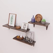 BAMFOX Floating Shelves Wall Mounted Set of 3, Rustic Bamboo Wall Storage Shelves for Bedroom, Living Room, Bathroom, Kitchen, Office and More