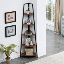O&K FURNITURE Industrial Tall Corner Bookshelf, 5 Tier Corner Display Unit Shelves