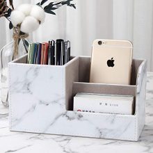 KINGFOM PU Leather Desk Organizer Pen Pencil Holder Business Name Cards