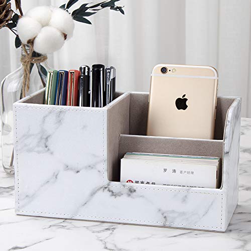 KINGFOM PU Leather Desk Organizer Pen Pencil Holder Business Name Cards