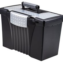 Storex Portable File Box with Organizer Lid, 17.13 x 9.63 x 11 Inches